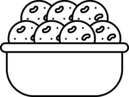 Sweets Ball Bowl Icon In Line Art. vector