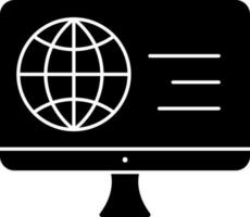 Globe In Monitor Screen Glyph. vector