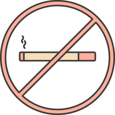 No Smoking Peach Icon In Flat Style.