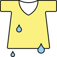 amarillo camiseta y que cae agua icono en plano estilo. vector