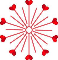 Bursting Hearts Fireworks Icon In Red Color. vector