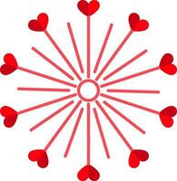 Bursting Hearts Fireworks Icon In Red Color. vector