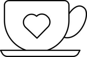 Hearts Symbol Cup Icon In Thin Line Art vector