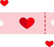 Red And Pink Heart Ticket Icon In Flat Style. vector