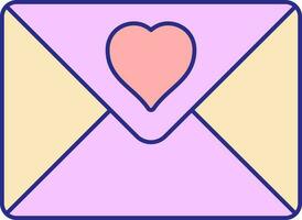 Yellow And Pink Love Message Card Flat Icon. vector