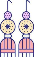 Flat Illustration Of Hanging Earrings Colorful Icon. vector