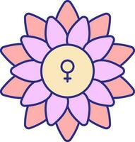 Flat Illustration Of Female Flower Pink And Red Icon. vector