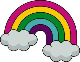 plano estilo arco iris nube vistoso icono. vector