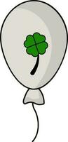 Clover Balloon Flat Icon In Green And White Color. vector