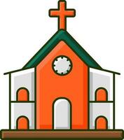 plano estilo Iglesia naranja y blanco icono. vector