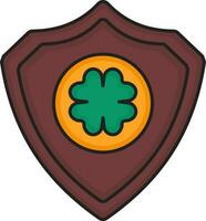 Illustration of Clover Leaf With Shield Flat Icon. vector