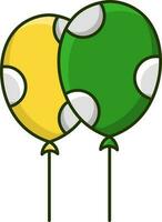 Isolated Balloon Flat Icon In Yellow And Green Color. vector