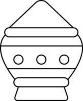 Black Stroke Illustration Of Vermilion Pot Icon. vector