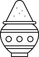 Black Stroke Illustration Of Vermilion Pot Icon. vector