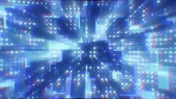 Abstract blue futuristic hi-tech energy particles dots and squares magical bright glowing background video