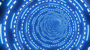 Abstract futuristic blue hi-tech tunnel from energy circles and magic lines background video