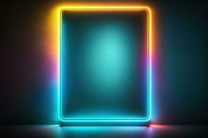 Empty Space Signboard Mockup with Glowing Effect photo