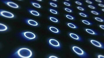 abstrakt Blau Muster von glühend geometrisch Kreise Schleife futuristisch Hi-Tech schwarz Hintergrund video