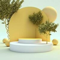 Minimalistic 3D Podium Stand with Natural Leaf Design photo