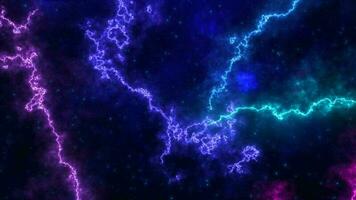 abstract futuristische achtergrond met blauw en Purper veelkleurig energie magie lijnen en golven van kosmisch patronen video