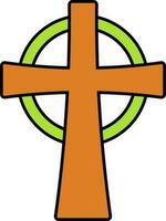 Christian Symbol Or Icon In Orange And Green Color. vector
