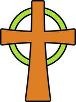 Christian Symbol Or Icon In Orange And Green Color. vector