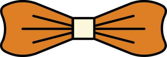 Orange Illustration Of Bow Tie Flat Icon. vector