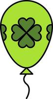 Clover Balloon Flat Icon In Green Color. vector