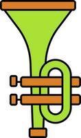 Green And Orange Trumpet Flat Icon. vector