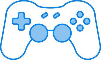 Video Game Remote Flat Icon In Blue And White Color. vector