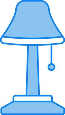 Flat Illustration Of Table Lamp Icon In Blue And White Color.