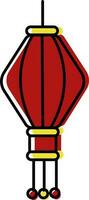 circular papel linterna icono en rojo y amarillo color plano estilo. vector