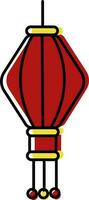 Circular Paper Lantern Icon In Red And Yellow Color Flat Style. vector