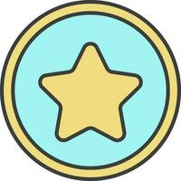 Isolated Star Button Icon In Turquoise And Yellow Color. vector