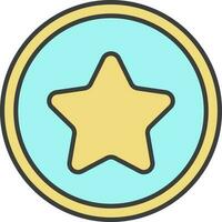 Isolated Star Button Icon In Turquoise And Yellow Color. vector