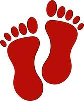 Isolated Footprint Flat Icon In Red Color. vector