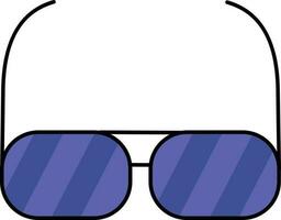 Navy Blue Goggles Icon In Flat Style. vector