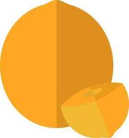 Lemon With Half Slice Icon In Flat Style. vector