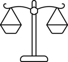 Black Thin Line Art Of Balance Scale Icon. vector