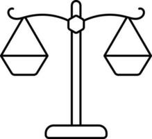 Black Thin Line Art Of Balance Scale Icon. vector