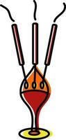 Illustration Of Burning Incense Stick Stand Icon. vector