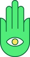 Eye Symbol Hand Green And Yellow Icon. vector