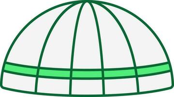 Grey And Green Kufi Hat Icon In Flat Style. vector