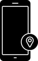 Map Location Point With Smartphone Icon In Black And White Color. vector