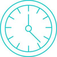 Isolated Clock Icon In Turquoise Outline. vector