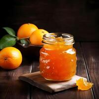 Jar of tangerine jam. photo