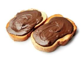 Bread with chocolate spread. photo