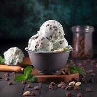 AI generative .Homemade ice cream with chocolate photo