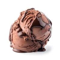 Chocolate ice cream ball . AI generative photo