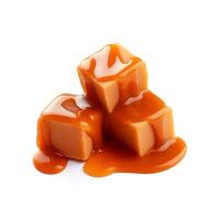 .Caramel candy with caramel topping photo